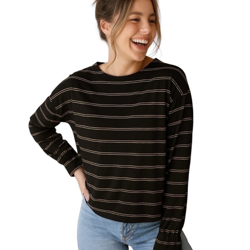 Prologue XS Black Gold/Tan Long Sleeve Classic Stripe Shirt